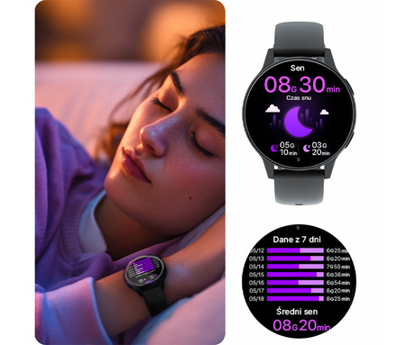 FOREVER iGO4 JW-600 pametna ura, 1.28" AMOLED zaslon, BT 5.3, Android + iOS, baterija, aplikacija, spremljanje zdravja, analiza spanca, 100+ športnih načinov, 2 paščka, IP67, roza (Powder Pink)
