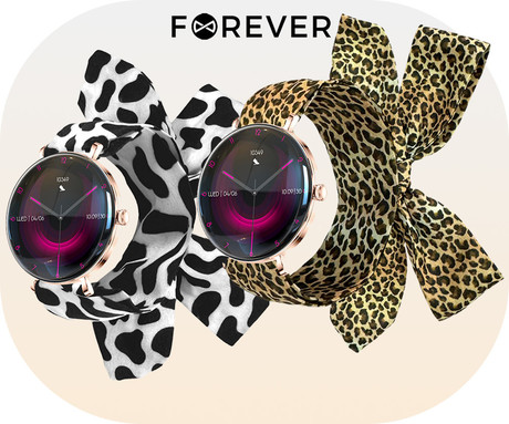 FOREVER Lucca SB-370 pametna ura, 1.43" AMOLED, BT 5.3, Android + iOS, klicanje, baterija, aplikacija, spremljanje zdravja, analiza spanca, 100+ športov, +pikčasti pašček, IP68, roza zlata (Rose Gold)