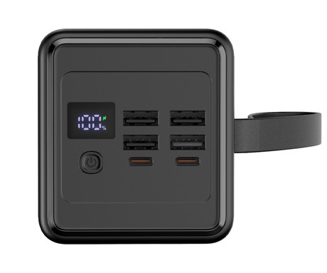 Platinet PMPB6065 powerbank polnilna baterija, 65W, 60.000mAh, Quick Charge 3.0, Power Delivery, SCP, 4x USB Type-A, 2x USB Type-C, digitalni zaslon, LED luč, črna
