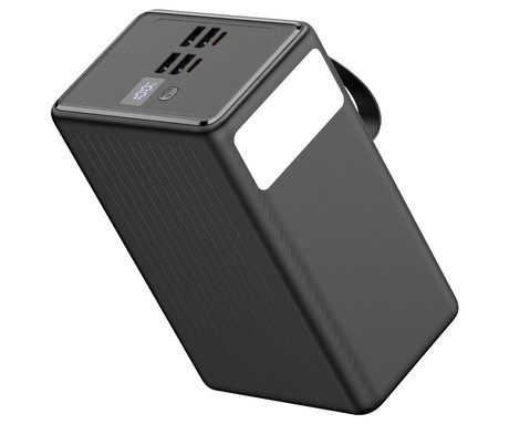 Platinet PMPB8065 powerbank polnilna baterija, 65W, 80.000mAh, Quick Charge 3.0, Power Delivery, SCP, 4x USB Type-A, 2x USB Type-C, digitalni zaslon, LED luč, črna