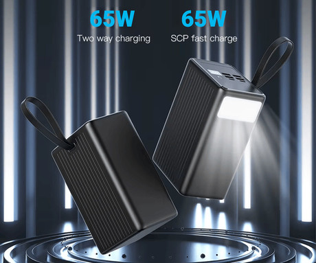 Platinet PMPB8065 powerbank polnilna baterija, 65W, 80.000mAh, Quick Charge 3.0, Power Delivery, SCP, 4x USB Type-A, 2x USB Type-C, digitalni zaslon, LED luč, črna