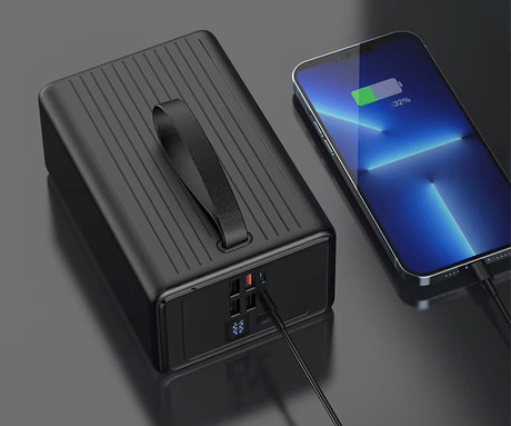 Platinet PMPB8065 powerbank polnilna baterija, 65W, 80.000mAh, Quick Charge 3.0, Power Delivery, SCP, 4x USB Type-A, 2x USB Type-C, digitalni zaslon, LED luč, črna