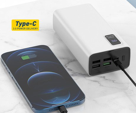 Power Bank PLATINET 30.000mAh, Li-Polymer, Quick Charge 3.0, Power Delivery 3.0, LED prikazovalnik, Type-C, črna