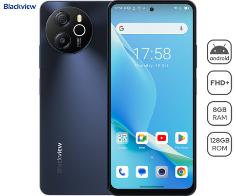 Blackview SHARK 8 pametni telefon, 6.78", 8GB+128GB, 4G LTE, IPS 2.4K FHD+, 120Hz, Android, 5000mAh, Dual SIM, GPS, + ovitek, črno siv (Moonlight Gray)