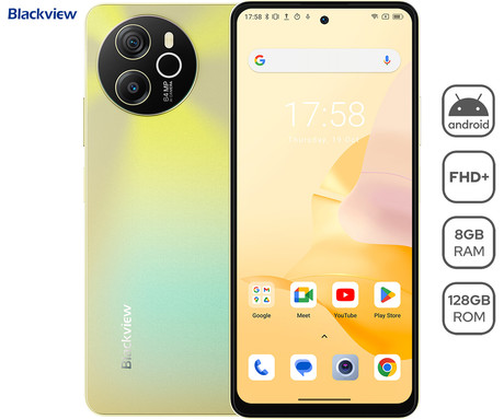 Blackview SHARK 8 pametni telefon, 6.78", 8GB+128GB, 4G LTE, IPS 2.4K FHD+, 120Hz, Android, 5000mAh, Dual SIM, GPS, + ovitek, zlat (Scorching Gold)