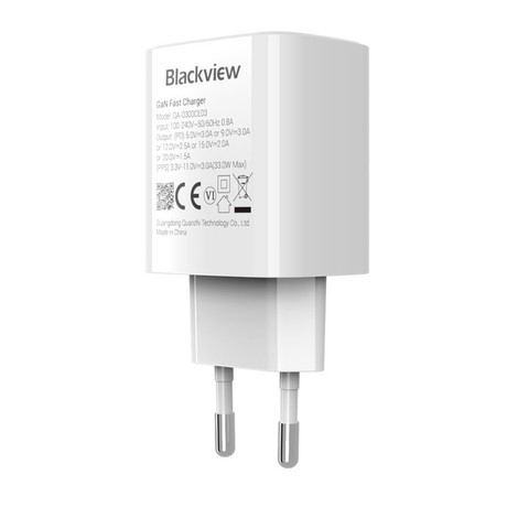 Blackview ADAPTER polnilec, 33W, 1x USB Type-C, univerzalna kompatibilnost, varnostne zaščite, protokol PPS, 80x42x30mm, bel