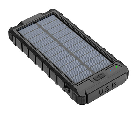 Platinet PMPB10SP solarni power bank, 10.000mAh, solarno polnjenje, USB / Type-C / microUSB, kompas, LED svetilka, črn