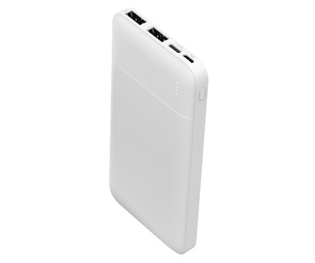 Power Bank PLATINET 10.000mAh, Li-Polymer, LED indikator, Type-C, bela