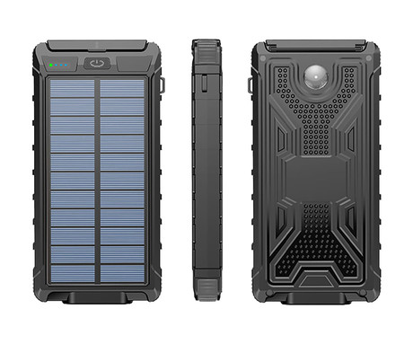 EOL - Platinet PMPB10SP solarni power bank, 10.000mAh, solarno polnjenje, USB / Type-C / microUSB, kompas, LED svetilka, črn