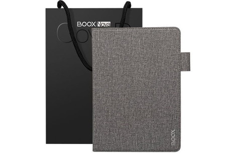 EOL - Originalni preklopni ovitek/etui za e-bralnik 7.8'' BOOX Nova3 / Nova 3 color / Nova2 / Nova Pro, vertikalni logo, siv