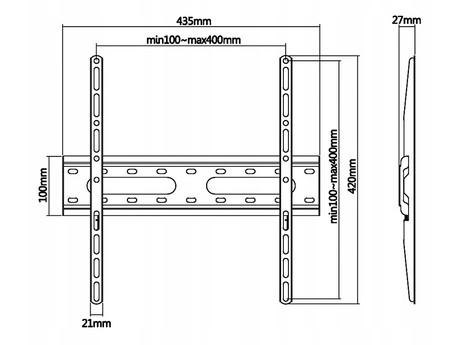 BLOW 76-877 nosilec za TV sprejemnik 32"-85", fiksni, do 45kg, VESA standard do 400x400mm, jeklo