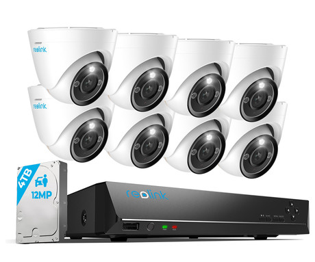 EOL - Reolink RLK16-1200D8-A varnostni komplet, 1x NVR snemalna enota (4TB) + 8x IP kamere D1200, zaznavanje gibanja, 4K Ultra HD+, IR LED, dvosmerna komunikacija, aplikacija, IP67