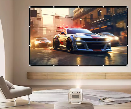 BYINTEK PROJECTION SCREEN projekcijsko platno, 100" (254cm) diagonala, 16:9 razmerje, visok kontrast, priloženi dodatki za namestitev, pralen material, belo