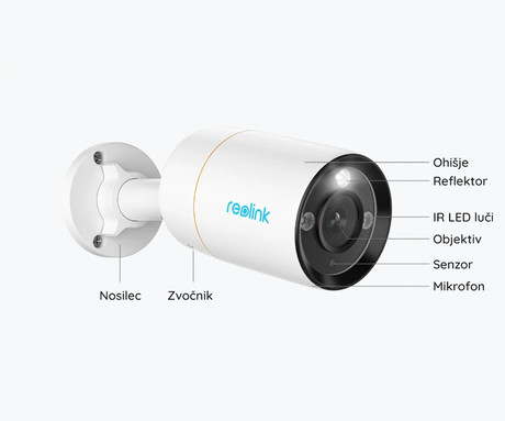 Reolink RLC-1212A IP kamera, PoE, 12MP UHD+, IR nočno snemanje, LED reflektor, aplikacija, IP66 vodoodpornost, dvosmerna komunikacija, bela