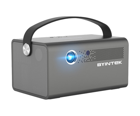 BYINTEK R17 PRO prenosni mini 3D LED DLP projektor, Android, WiFi, BT5.0, 2GB + 32GB, baterija, 750 lumnov, dvojni zvočniki, max. 4K UHD, HDMI, srebrn