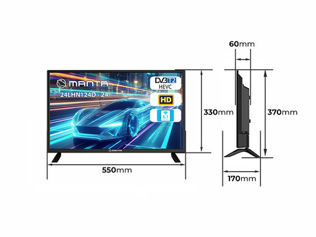 LED TV MANTA 24LHN124D, 61cm (24"), HD+, 220V+12V napajanje, Dolby Digital+, STEREO 5.1, DVB-C/T2/HEVC, Hotel Mode, HDMI, 2x USB, CI+