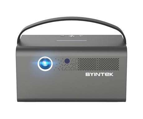 BYINTEK R17 PRO prenosni mini 3D LED DLP projektor, Android, WiFi, BT5.0, 2GB + 32GB, baterija, 750 lumnov, dvojni zvočniki, max. 4K UHD, HDMI, srebrn