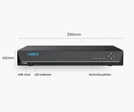EOL - Reolink RLK16-1200D8-A varnostni komplet, 1x NVR snemalna enota (4TB) + 8x IP kamere D1200, zaznavanje gibanja, 4K Ultra HD+, IR LED, dvosmerna komunikacija, aplikacija, IP67