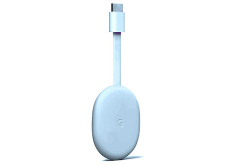 Google CHROMECAST 4K multimedijski predvajalnik / center, 4K UHD, HDR10, Dolby Atmos, Google Home + Assistant, WiFi, Bluetooth, glasovni daljinski upravljalnik, moder (Sky)