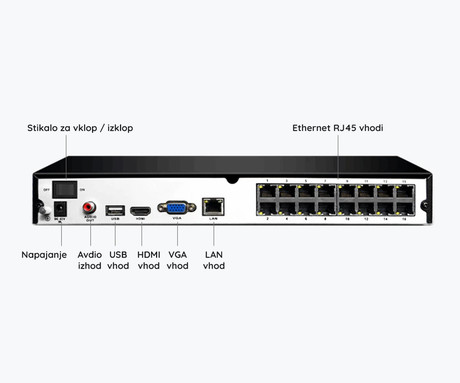 Reolink RLK16-1200D8-A varnostni komplet, 1x NVR snemalna enota (4TB) + 8x IP kamere D1200, zaznavanje gibanja, 4K Ultra HD+, IR LED, dvosmerna komunikacija, aplikacija, IP67