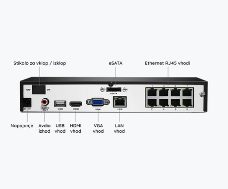 EOL - Reolink RLK8-1200B4-A varnostni komplet, 1x NVR snemalna enota (2TB) + 4x IP kamere B1200, zaznavanje gibanja, 4K Ultra HD+, IR LED, dvosmerna komunikacija, aplikacija, IP66