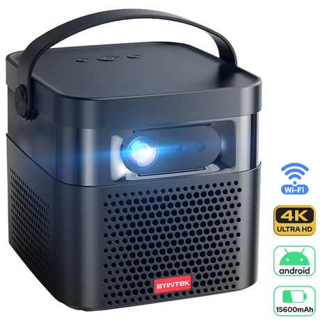 BYINTEK UFO U70 PRO prenosni mini 3D LED DLP projektor, Android, Wifi, BT5.0, 2/32GB, vgrajena baterija, vgrajen 2x zvočnik (10W), HD 1080P Max. 4K, HMDI-IN