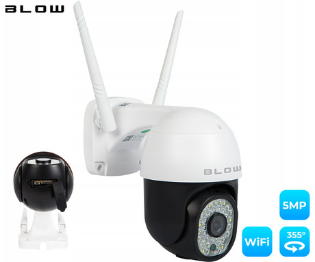 IP kamera BLOW H-335, WiFi, Super HD 3MP, vrtenje, nagibanje, IR nočno snemanje, senzor gibanja, aplikacija, bela