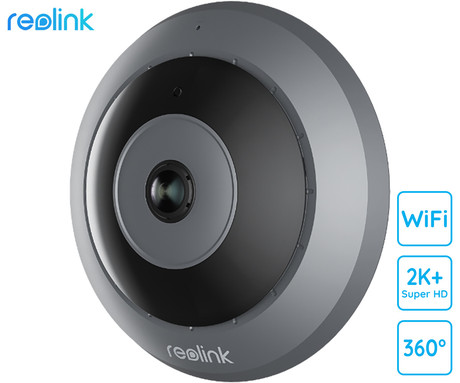 Reolink FE-W IP kamera, 2K+ Super HD, WiFi, 360° Fisheye, IR nočno snemanje, aplikacija, dvosmerna komunikacija, sirena, črno siva