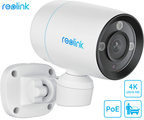 Reolink RLC-81PA IP kamera, 4K Ultra HD, PoE, 180° vrtenje, IR nočno snemanje, LED reflektor, aplikacija, IP67 vodoodpornost, dvosmerna komunikacija, bela