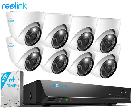 Reolink RLK16-1200D8-A varnostni komplet, 1x NVR snemalna enota (4TB) + 8x IP kamere D1200, zaznavanje gibanja, 4K Ultra HD+, IR LED, dvosmerna komunikacija, aplikacija, IP67