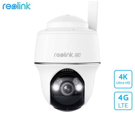 Reolink GO G440 IP kamera, 4K 8MP Ultra HD, 4G LTE, baterija, vrtenje in nagibanje, IR nočno snemanje, LED reflektor, aplikacija, IP64 vodoodpornost, dvosmerna komunikacija, bela