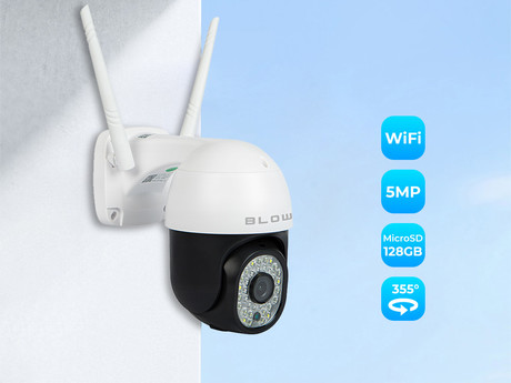IP kamera BLOW H-335, WiFi, Super HD 3MP, vrtenje, nagibanje, IR nočno snemanje, senzor gibanja, aplikacija, bela
