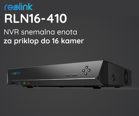 Reolink RLN16-410-4T snemalna enota, 4TB disk, priklop do 16 kamer, razširljiv spomin do 12TB, neprekinjeno snemanje, PoE namestitev, črna