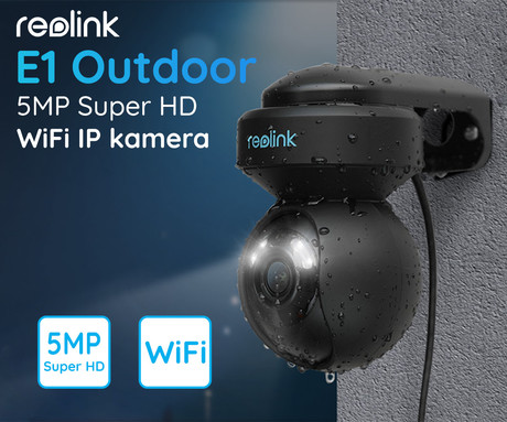 EOL - Reolink E1 OUTDOOR IP kamera, 5MP Super HD, WiFi, vrtenje in nagibanje, IR nočno snemanje, LED reflektorji, aplikacija, vodoodporna, dvosmerna komunikacija, črna
