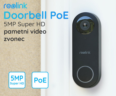 EOL - Reolink DOORBELL PoE pametni video zvonec, 2K+, PoE, nočno snemanje, zaznavanje gibanja, aplikacija, dvosmerna komunikacija, vodoodpornost