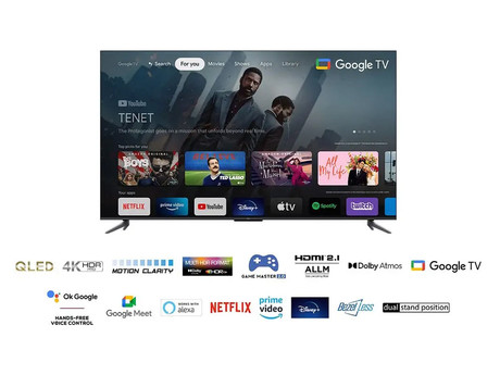 EOL - QLED TV TCL 55C645, 140cm (55"), 4K UHD, Android, GoogleTV, WiFi, Bluetooth, HDR Pro, Wide Colour Gamut, Motion Clarity, Dolby Atmos, Google Assistant