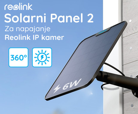 Reolink SOLARNI PANEL 2, 6W, solarno napajanje kamer serije Argus / Go / Duo / TrackMix, 4m kabel, USB Type-C, črn