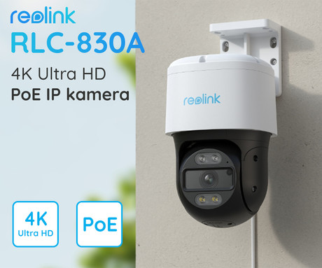 EOL - Reolink RLC-830A IP kamera, 4K Ultra HD, PoE, vrtenje in nagibanje, IR nočno snemanje, LED reflektorji, aplikacija, IP65 vodoodpornost, dvosmerna komunikacija, bela