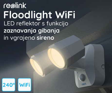 Reolink Floodlight WiFi LED reflektor, pametni, 2000 lumnov, 4200K, WiFi, vrtenje in nagibanje, senzor gibanja, 3 načini osvetlitve, IP65 vodoodpornost, bel