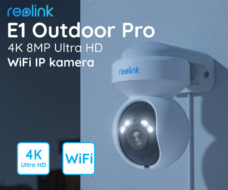 EOL - Reolink E1 OUTDOOR PRO IP kamera, 4K 8MP Ultra HD, WIFI 6, vrtenje in nagibanje, IR nočno snemanje, LED reflektorji, aplikacija, vodoodporna, dvosmerna komunikacija, bela
