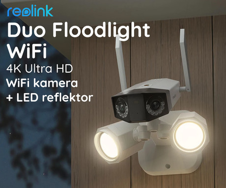 EOL - Reolink Duo Floodlight WiFi IP kamera, dva objektiva, 4K Ultra HD, WiFi, 180° snemalni kot, IR nočno snemanje, LED reflektorji, aplikacija, IP66 vodoodpornost, dvosmerna komunikacija, bela