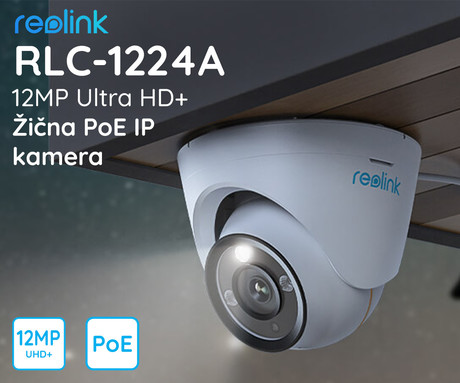 EOL - Reolink RLC-1224A IP kamera, PoE, 12MP UHD+, IR nočno snemanje, LED reflektor, aplikacija, IP66 vodoodpornost, dvosmerna komunikacija, bela