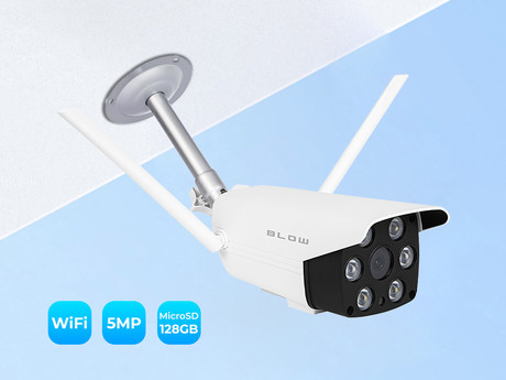 IP Kamera BLOW H-425, zunanja, WiFi, 5MP Super HD, IR nočno snemanje, senzor gibanja, aplikacija, bela