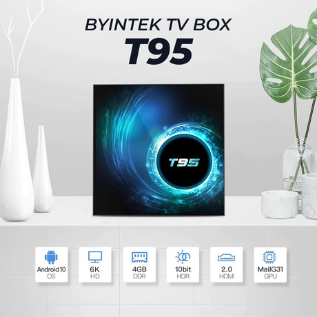 Byintek TV BOX, 4K UHD, Android 10, WiFi, 4GB + 32GB, Google, Netflix, Youtube