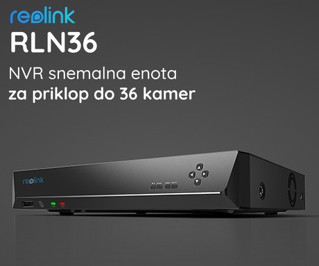 Reolink RLN36 snemalna enota, priklop do 36 kamer, 3x max. 16TB HDD disk, razširljiv spomin do 48TB, neprekinjeno snemanje, alarm, črna