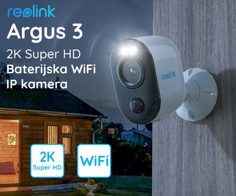 EOL - Kamera Reolink ARGUS 3, 2K (4MP), brezžična, WiFi, AI, 2560X1440, LED reflektor, Sirena, nočno barvno snemanje, dvosmerna komunikacija, vgrajena baterija, IP65