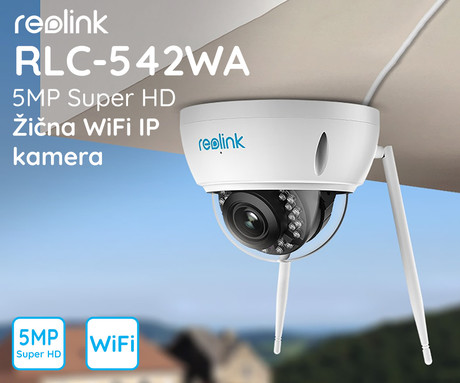EOL - Kamera Reolink RLC-542WA, 5MP Super HD, WiFi, zaznavanje oseb / vozil, 5x optični zoom, IR nočno snemanje, snemanje zvoka, aplikacija, IP66 vodoodpornost, bela