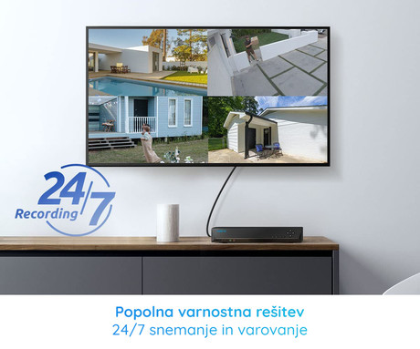 Reolink RLN16-410-4T snemalna enota, 4TB disk, priklop do 16 kamer, razširljiv spomin do 12TB, neprekinjeno snemanje, PoE namestitev, črna