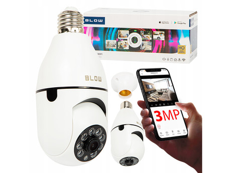IP kamera BLOW H-933, WiFi, Super HD 3MP, vrtenje, nagibanje, IR nočno snemanje, senzor gibanja, aplikacija, bela
