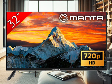 LED TV MANTA 32LHA123E, 81cm (32"), HD+, Android, WiFi, Dolby Digital+, STEREO 5.1, DVB-C/T/T2/S/S2, Hotel Mode, 3x HDMI, 2x USB, 1x CI+, Frameless oblika